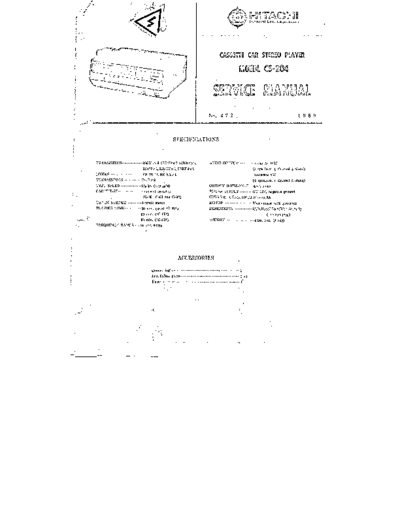 Hitachi CS-204 Service manual for Hitachi CS-204 cassette car stereo player (1969)